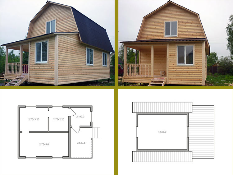 Дачный дом каркасный 6х6 с мансардой - Каркас-58